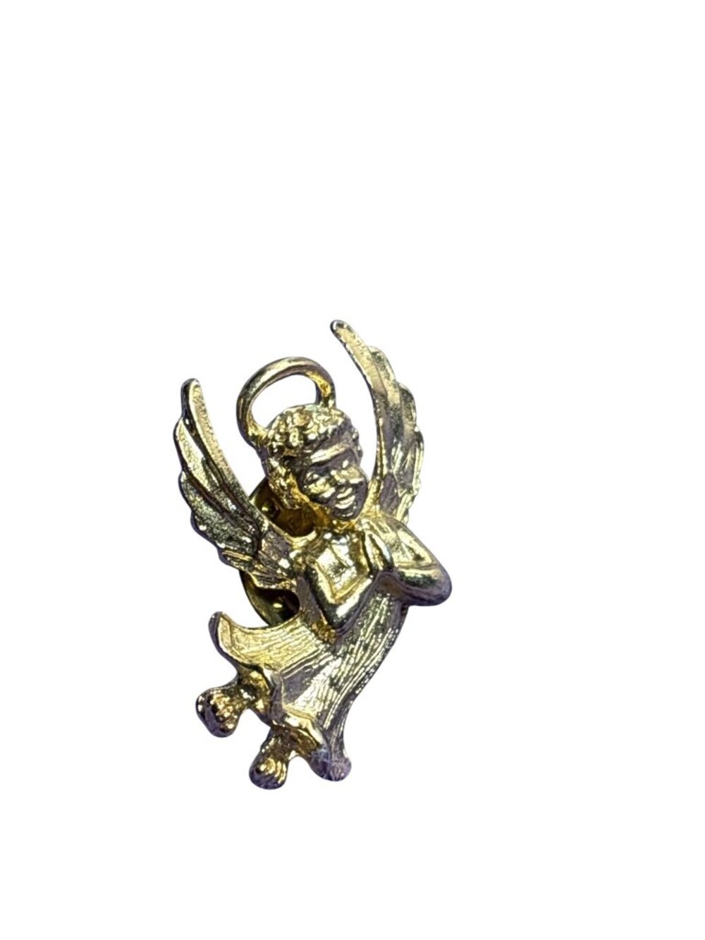 Vintage Goldtone Angel Lapel Tack Pin 1 inch